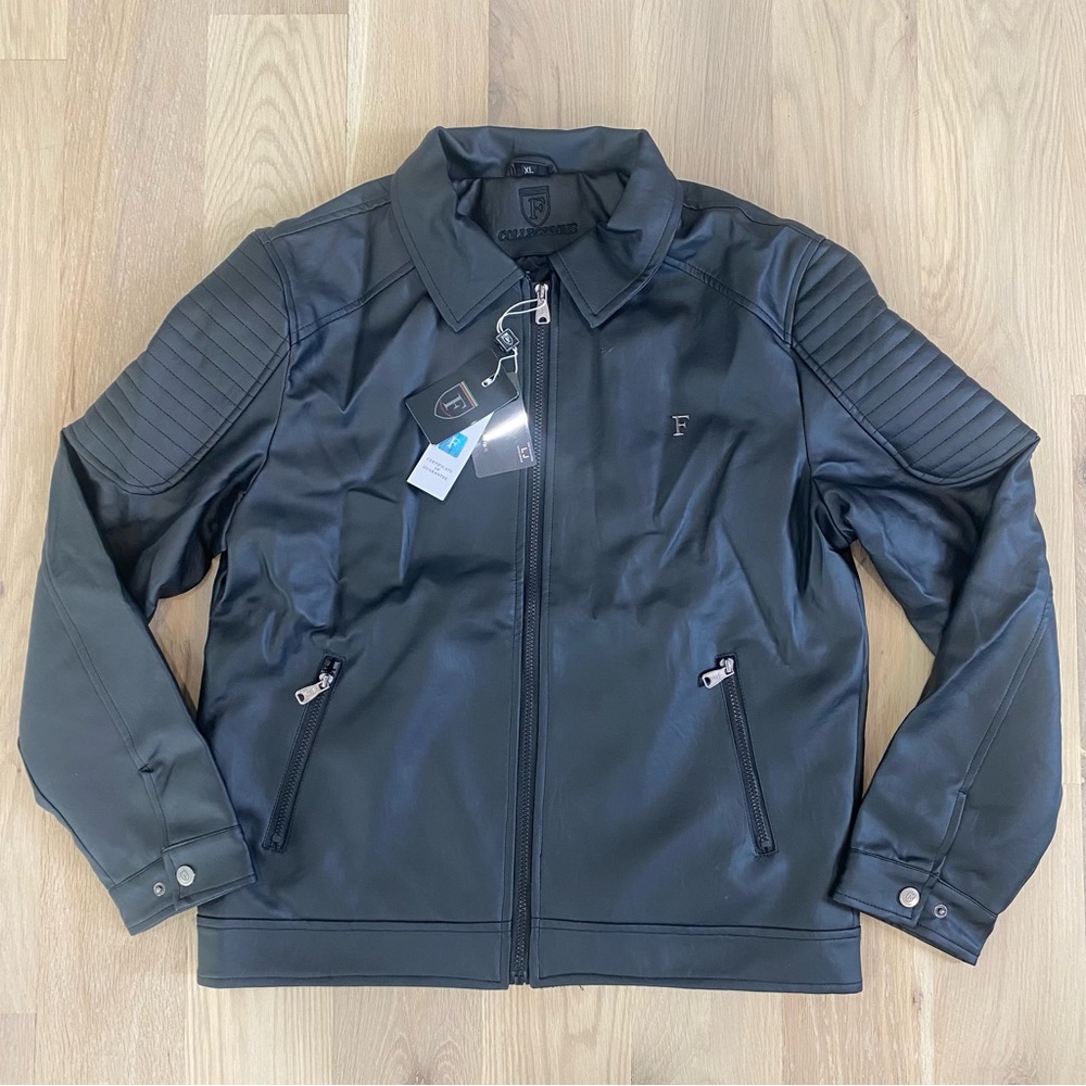 Ferrari Men's Black Aux Leather Jacket Size XL